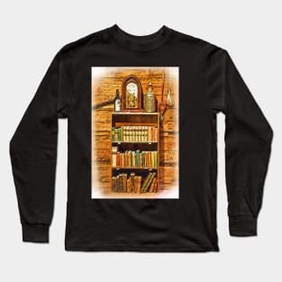 Log Cabin Bookcase Sketched Long Sleeve T-Shirt